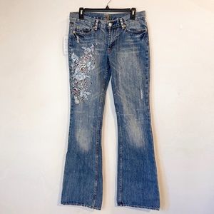 7 For All Mankind Embroidered Flare Jeans